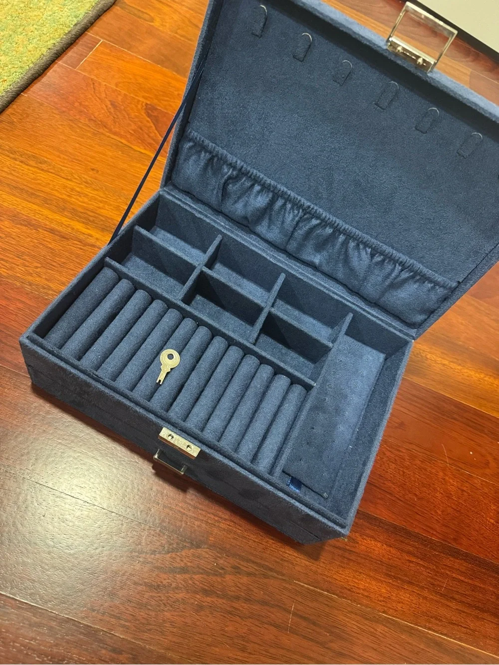🟡3/$15 DEAL! Blue Velvet Jewelry Organizer Box - 10.63x7.48x4.33 inch